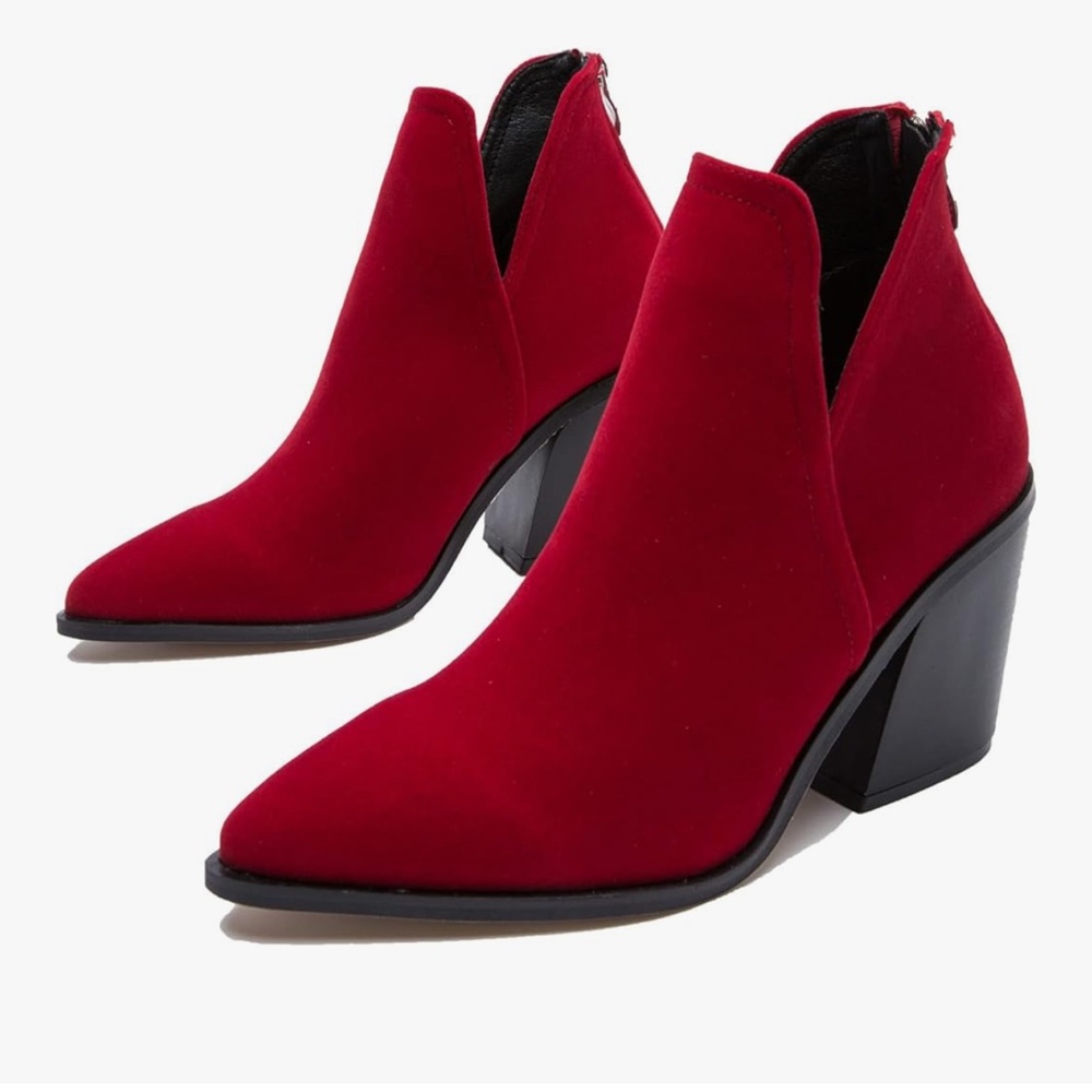 NEW- Elegant Red Women's Ankle Boots